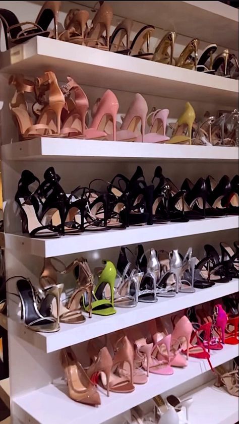 #wallpaper #lockscreen #closet #heels #fashion Heels Wardrobe Room, Closet Full Of Shoes Aesthetic, Heels Closet Aesthetic, High Heels Collection Closet, Heel Collection Aesthetic, Heel Collection Closet, High Heels Aesthetic Wallpaper, Heel Organization, Heels Collection Closet