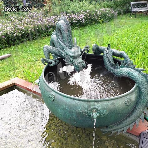 Dragon Garden Sculpture, Asian Fountain, Dragon Water Fountain, Chinese Dragon Sculpture, Dragon Fire Pit, Chinese Fountain, Fish Fountain, Sculpture Water, Dragon Fountain