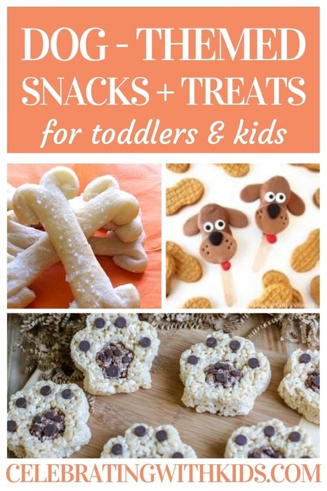 Do your kids love dogs? Here are the best dog themed snack and treat ideas to make for your kids! Dog Themed Party Foods, Puppy Themed Desserts, Dog Themed Baked Goods, Dog Party Treats For Humans, Puppy Themed Snacks, Dog Themed Food Ideas, Food For A Dog Themed Party, Dog Birthday Snacks, Dog Theme Dessert