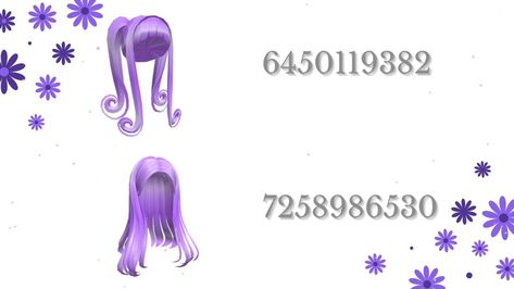 Roblox #Purple Hairs Codes- Berry Avenue, Bloxburg and Brookhaven Roblox Codes Purple, Purple Uniform, Roblox Hair Codes, Roblox Hair, Hair Codes, Berry Ave, Roblox Codes, Purple Hair, Purple Dress