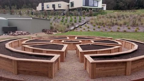 Modular Raised Garden Beds & Accessories | ModBOX Circular Garden Design, Wicking Garden Bed, Modular Raised Garden Beds, Garden Bed Layout, Raised Garden Bed Plans, Raised Bed Garden Design, Labyrinth Design, Vegetable Garden Diy, Sensory Garden