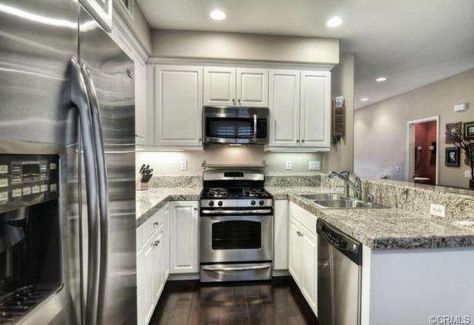 Contemporary Kitchen with Built-in bookshelf, Barcelona Granite Countertop, Arizona Tile, Hardwood floors Small Kitchen No Window, Kitchen With No Window, Kitchen No Windows, No Window Kitchen, Kitchen Without Window, Kitchen No Window, Kitchens Without Windows, Kitchen Design Gallery, Arizona Tile