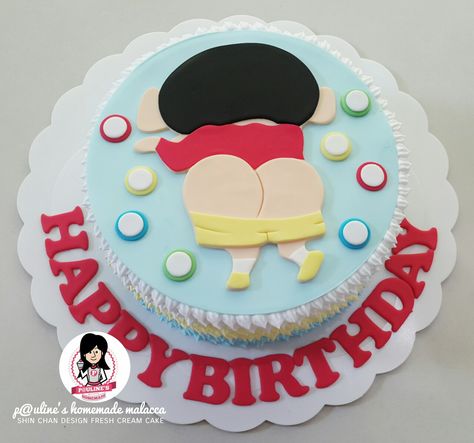 Shin Chan Birthday Cake, Shin Chan Cake Design, Shinchan Cake Birthday, Shin Chan Cake, Shinchan Cake, Birthday Pose, Fresh Cream Cake, Cake Designs For Boy, Doddle Art