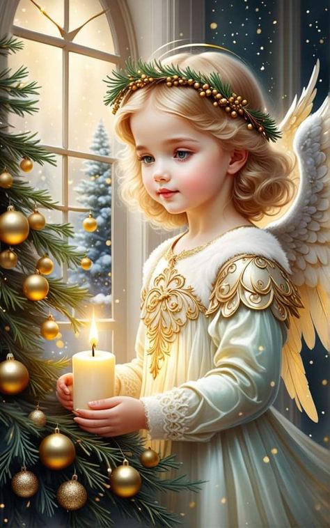 Angel Images, Christmas Artwork, Beautiful Angels Pictures, Angel Pictures, Christmas Scenes, Victorian Christmas, Angel Art, Christmas Paintings, Art Kit