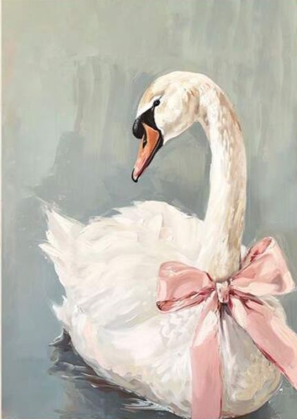 Blueberrybucket White Swan, Room Posters, Swans, Cool Products, Pink Ribbon, Pink Bow, Wall Collage, Room Inspo, My Aesthetic