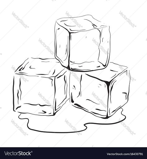 Ice Cube Drawing, Ice Drawing, Floral Typography, Perspective Drawing Architecture, Black And White Vector, Background Drawing, Cube Design, Simple Pictures, Sketches Easy