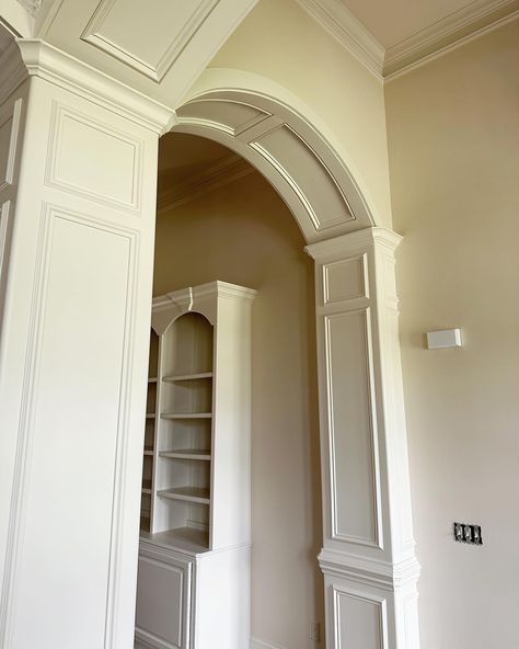 Always high ARCHeiving for our client! Custom curved millwork for these archways brought them to life in this newly purchased home 😍😍 #millwork #nashvillemillwork #design #nashvilledesign #customcabnetry #nashvillearchitecture Hallway Arch Ideas, Curved Millwork, Archway Trim, Arch Opening, Archways In Homes, French Arch, Arch Molding, Interior Materials, Dream Farmhouse