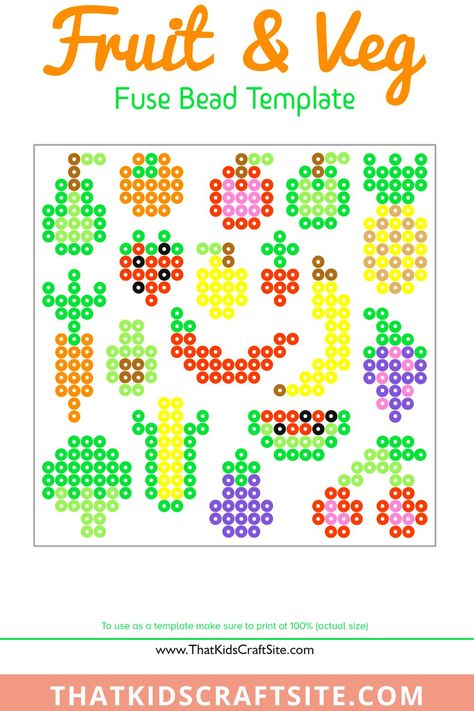 Perler Bead Fruit Patterns, Fruit Perler Bead Patterns, Perler Bead Vegetables, Perler Bead Food Patterns, Perler Beads Fruit, Fruit Perler Beads, Easy Perler Bead Patterns Simple, Beading Patterns Free Tutorials, Pearl Plate