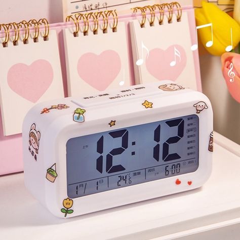 Kawaii Gadgets, Study Timer, Cute Alarm Clock, Aesthetic Accessories, Preppy Stuff, Digital Alarm Clock, Desk Organization, Android Wallpaper, Room Makeover