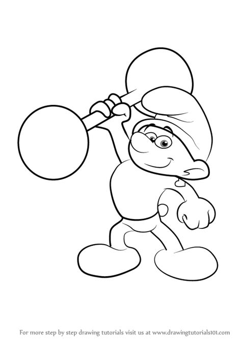 Learn How to Draw Hefty Smurf from Smurfs - The Lost Village (Smurfs: The Lost Village) Step by Step : Drawing Tutorials Smurf Drawing Easy, Smurf Tattoos Ideas, Smurf Drawing, How To Draw Smurfs Step By Step, The Smurfs Drawing, Smurf Coloring Pages, Hefty Smurf, Clumsy Smurf Drawing, Smurfs Drawing