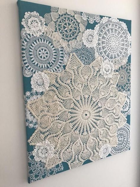 Doily Crafts, Doily Art, Crochet Wall Art, Doilies Crafts, Vintage Doilies, Handmade Market, Lace Doilies, Sea Breeze, Crochet Doilies