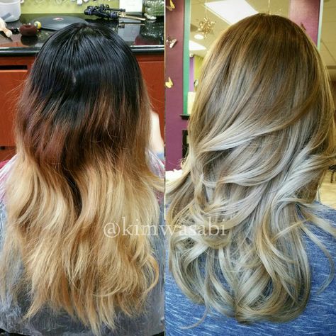 COLOR CORRECTION: A Mess to GORGEOUS Blonde Ash Sombre | Modern Salon Color Correction Hair, Hair Color Formulas, Long Wavy Hair, Hair Envy, Color Correction, About Hair, Ombre Hair, Hair Dos, Protective Hairstyles