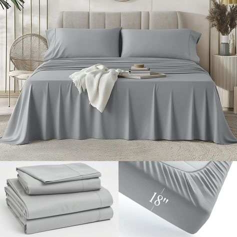 PRICES MAY VARY. Luxury Feel: Elevate your sleep experience with our premium 100% egyptian cotton bed sheets queen sheets, featuring an indulgent 1200 thread count for an irresistibly silky and smooth touch that rivals the finest hotel sheets. No blends all threads! Complete Set: Transform your bed with our queen sheets deep pocket bedsheets, featuring a deep-pocket fitted sheet 60" x 80" + 18" with fully elasticized edge, 1 flat sheet 90" x 102", and 2 pillowcases 20" x 30". Enjoy a seamless, p Queen Size Bed Sets, Hotel Sheets, Luxury Bed Sheets, Egyptian Cotton Sheets, Egyptian Cotton Bedding, Queen Sheets, Luxury Bed, Luxury Sheets, Cotton Bedsheets