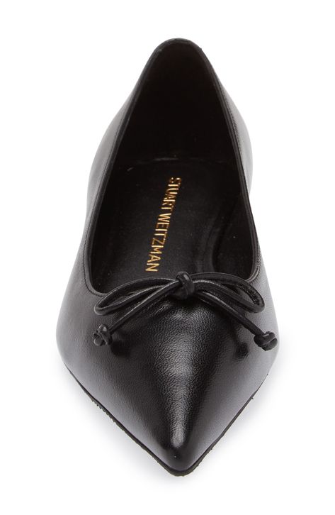 Soft lambskin leather and a bow-topped pointy toe elevate the eye-catching appeal of a modern ballerina flat that you'll want to wear with everything. Leather upper and lining/synthetic sole Imported Pointy Ballet Flats, Womens Ballet Flats, Fabric Gift Bags, Ballerina Flats, Ballet Flat, Fabric Gifts, Anniversary Sale, Lambskin Leather, Print Gifts