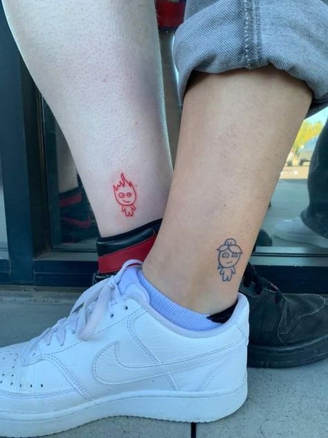 Small Cute Tattoos For Couples, Couples Cute Tattoos, Matching Cute Tattoos Couples, Couple Tattoos Ideas Matching, Matching Cute Tattoos Best Friends, Symbolic Matching Tattoos, Grunge Best Friend Tattoos, Matching Tattoos Patchwork, Small Tattoos Couples Ideas