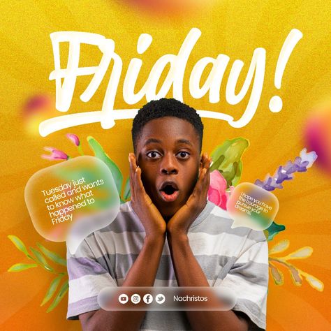 Tgif Design Ideas, Survey Poster Design, Good Friday Graphic Design, Friday Post Ideas, Tgif Design Flyer, Happy New Month Design, Weekend Design, Social Media Ideas, Flyer Inspiration