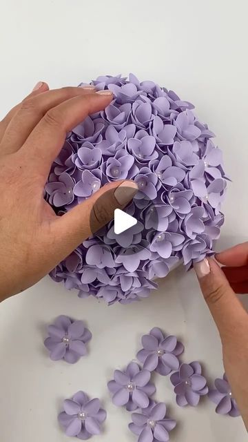 Hey, I’m Judy 👋🏻 Paper Flower Art + Tutorials on Instagram: "Finally got a chance to play around with this hydrangea cut file I created and used in my spring home decor piece. I designed it so that there’s more room for glue so I can place a pearl in the center of each flower - which I love doing! - and not get burned as I was before 🤣 

I’m also a huge fan of pomander/kissing balls - it happens to be my very first paper flower project for a wedding in 2014! Brings back memories 🥰 

#paperflower #paperflowers #paperrose #paperroses #crafty #crafts #handmade #makersgonnamake #craftersgonnacraft #diy #silhouettecameo #cricut #cricutmaker #cricutexploreair2 #abmlifeisbeautiful #abmlifeiscolorful #wedding #weddinginspiration #weddinginspo #instagood #instagram #instadaily #igdaily #cricutm Hydrangea Diy Paper, Diy Paper Hydrangeas, Hydrangea Paper Flower, Hydrangea Paper Flowers Diy, Paper Hydrangea Diy, Paper Hydrangea, Paper Flower Ball, Kissing Balls, Paper Flower Art