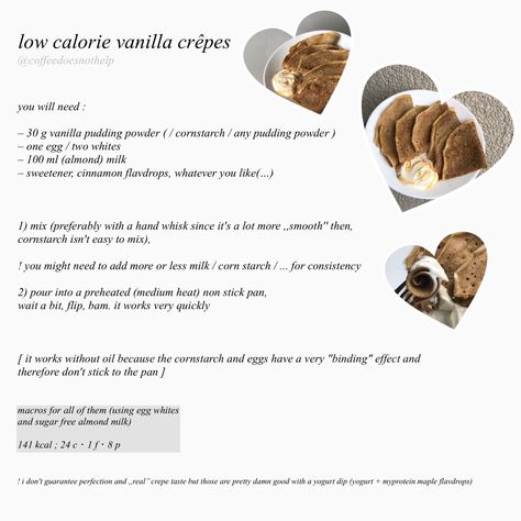 Easy Low Cal Recipe, Low Cal Diet, Low Cal Food, Low Calorie Food, Healthy Meat Recipes, Crepe Recipes, Low Cal Recipes, Sweet Recipes Desserts, Calorie Recipes