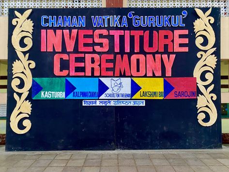 Investiture Ceremony In School, Investiture Ceremony Decoration, Kindergarten Syllabus, Display Boards For School, School Function, Investiture Ceremony, Celebration Board, Basic Sketching, Theme Board