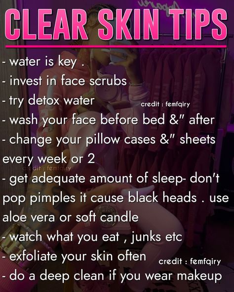 Clear Skin Routine Black Women, Glow Up Acne Tips, Guide To Clear Skin, Skin Routine Black Women, Face Care Routine Clear Skin Acne Black Women, Glow Up Black Women Tips, Baddie Glow Up Tips, Clearer Skin Tips, Glow Up Tips Black Women