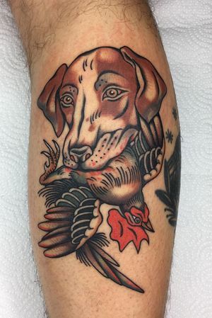 Tattoo uploaded by Aaron • Deer hunting and cishing tattoo • Tattoodo Hunting Dog Tattoo, Dog Tattoo Traditional, Hunting Tattoos For Guys, Traditional Dog Tattoo, Hunting Tattoos, Traditional Tattoo Design, Dog Tattoo, Deer Hunting, Hunting Dogs