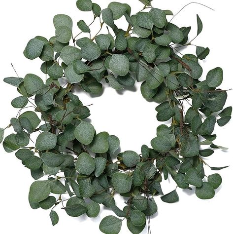 Amazon.com: idyllic Eucalyptus Leaves Wreath Metal Polyester Fabric Paper Round Green Wreath 22 Inches for The Front Door Decor : Home & Kitchen Wreaths Videos, Fresh Christmas Wreath, Porch Wreath, Leaves Wreath, Eucalyptus Wreath, Green Wreath, Leaf Wreath, Eucalyptus Leaves, Changing Wall Color