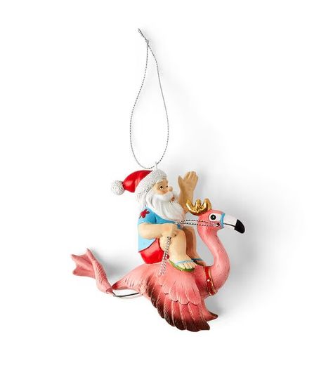 4.5" Christmas Santa on Flying Flamingo Ornament by Place & Time | JOANN Flying Flamingo, Desert Christmas, Flamingo Ornament, Holiday Vibes, Joanns Fabric And Crafts, Ornaments Christmas, Craft Store, Christmas Santa, Craft Stores