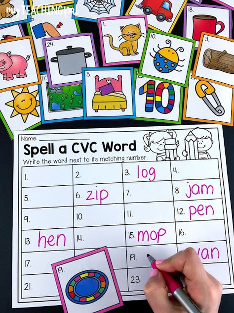 Cvc Centers, Kindergarten Reading Centers, 1st Grade Centers, Cvc Activities, Cvc Words Kindergarten, Cvc Word Activities, Phonics Centers, Literacy Centers Kindergarten, Short Vowel Words