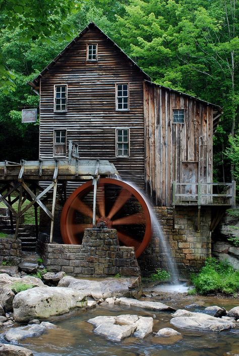 Glade Creek Grist Mill, Old Grist Mill, Old Abandoned Buildings, Old Windmills, Old Country Churches, Grist Mill, Water Powers, Water Mill, Scenery Pictures