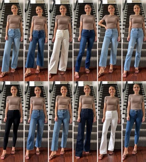 Your Guide to Jeans in 2024 - Merrick's Art Jeans Trend 2024, 2024 Jeans Trend, Jeans 2024 Trends Women, Cuffed Jeans Outfit, Cropped Jeans Outfit, Dressy Jeans, Jeans Outfit Fall, Jeans Outfit Women, Jeans Outfit Summer