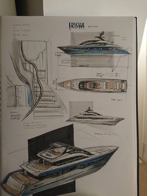 Yacht design inspiration Naval Architecture Drawings, Yacht Design Sketch, Boat Design Sketch, Yacht Design Concept, Yacht Architecture, Yacht Design Interior, Yacht Drawing, Yacht Sketch, Boat Sketch