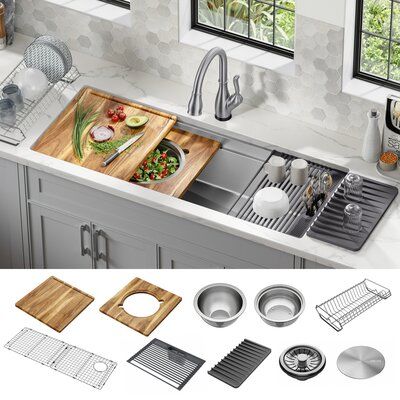 Ledge Kitchen Sinks, Kitchen Sink Undermount, Sink Undermount, Camper Reno, Drainboard Sink, Cleaning Faucets, Sink Ideas, Kitchen Sink Design, Sink Grid