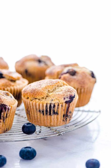 This is a really easy recipe for gluten free blueberry muffins. They’re so tender and full of cinnamon flavor - they’ll quickly become a go-to breakfast recipe! They freeze well too so go ahead and make a double batch! They’re great for busy mornings. Gluten Free breakfast recipe from @whattheforkfblog | visit whattheforkfoodblog.com for more easy gluten free recipes and gluten free muffin recipes | homemade muffins | #glutenfree #dairyfree #muffins #breakfast #easyrecipes #blueberry Cinnamon Swirl Muffins, Buckwheat Muffins, Double Chocolate Chip Muffins, Gluten Free Blueberry Muffins, Almond Muffins, Dairy Free Chocolate Chips, Lemon Poppyseed Muffins, Gluten Free Recipes For Breakfast, Homemade Muffins