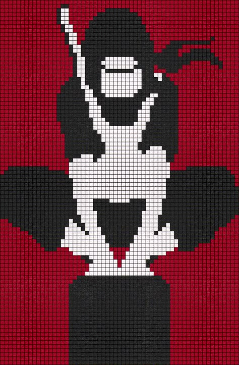 Alpha pattern #139025 | BraceletBook Itachi Crochet Pattern, Naruto Tapestry Crochet, Naruto Pixel Art Grid, Alpha Pattern Naruto, Crochet Anime Tapestry, Jjk Alpha Pattern, Crochet Grid Patterns Anime, Anime Crochet Tapestry, Naruto Crochet Pattern Free