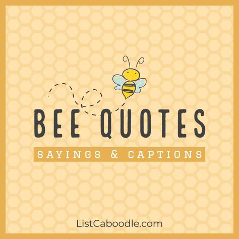 101+ Best Bee Quotes, Captions (For Bee Lovers!) | ListCaboodle Bee Movie Quotes, Queen Bee Quotes, Bee Sayings, Bee Happy Quotes, Honey Quotes, Bee Hive Craft, Bee Tags, Bee Quotes, Bee Themed Classroom