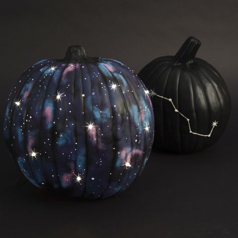 Light-Up Galaxy Pumpkin Space Painted Pumpkin, Galaxy Painted Pumpkin, Space Themed Pumpkin, Night Sky Pumpkin Painting, Space Pumpkin Painting, Galaxy Pumpkin Painting, Galaxy Pumpkin, Space Pumpkin, Pumkin Designs