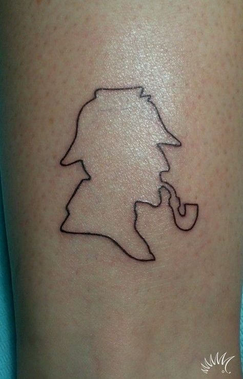 Sherlock Holmes Tattoo, Sherlock Tattoo, Leg Sketch, Hogwarts Castle Tattoo, Tattoo Silhouette, Sherlock Poster, Lord Of The Rings Tattoo, S Tattoos, Castle Tattoo