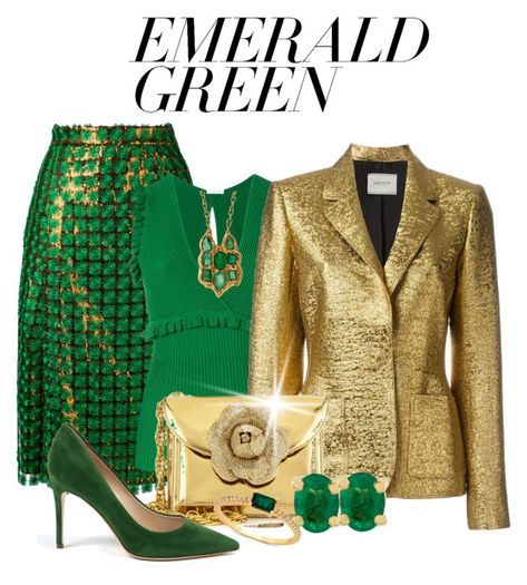 "Emerald City:  Pops of Green" by shamrockclover ❤ liked on Polyvore featuring Marco de Vincenzo, P.A.R.O.S.H., Lanvin, Oscar de la Renta, Wouters & Hendrix Gold, Lucifer Vir Honestus and emeraldgreen Green And Silver Outfit Classy, Green And Gold Womens Outfit, Emerald Green Casual Outfit, Green And Gold Outfit Classy, Emerald Green And Gold Outfits, Green Black And Gold Outfit, Green And Gold Outfits For Women, Emerald And Gold Dress, Emerald Green And Gold Dress