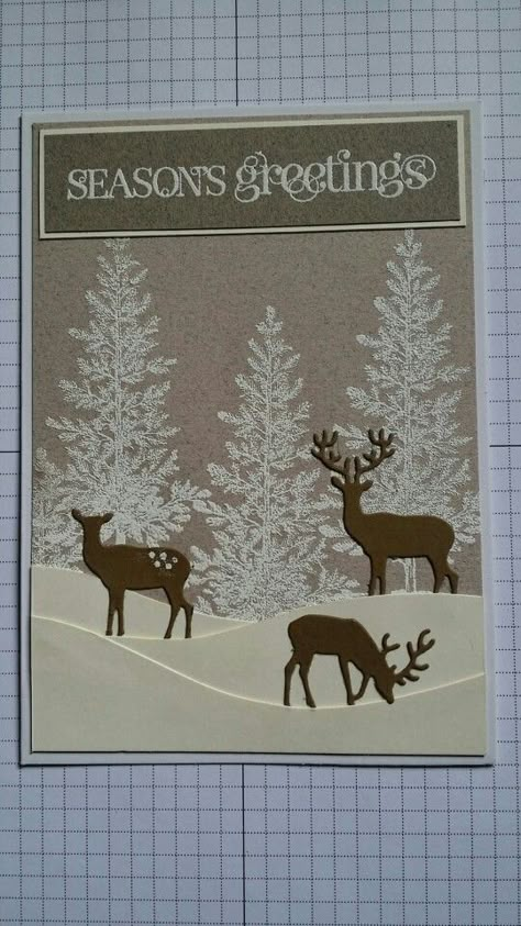 Winter wonderland Studio Set Design, Deer Christmas Cards, Christmas Studio, Something Funny, Reindeer Card, Stamped Christmas Cards, Simple Christmas Cards, Christmas Card Inspiration, Christmas Card Art