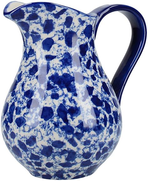 Amazon.com: London Pottery Splash Milk Jug / Water Jug Pitcher, Stoneware, Blue / White, 575 ml: Home & Kitchen Blue And White Dinnerware, Water Jugs, Pottery Store, Artisan Pottery, Floral Wallpaper Phone, Glass Jug, Coffee Cup Set, Ceramic Pitcher, Water Jug