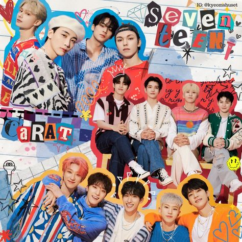 Group Scrapbook Ideas, Seventeen Collage Wallpaper Desktop, Seventeen Cute Group Photo, Kpop Scrapbook Edit, Svt Collage, Seventeen Scrapbook, Seventeen Widget, Seventeen Collage, Seventeen Freebies