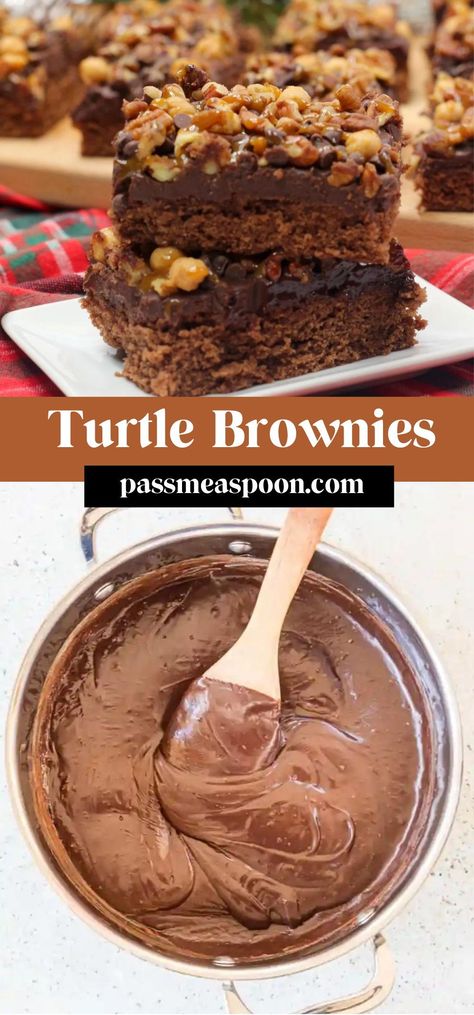 Rich, fudgy Turtle Brownies are the perfect sweet treat packed with caramel and pecans. These gooey, salty-sweet brownies are not only scrumptious, they are super easy to make! Caramel Pecans, Pecan Brownies, Turtle Brownies, Caramel Bites, Brownies From Scratch, Caramel Brownies, Brownie Ingredients, Crunchy Pecans, Caramel Pecan