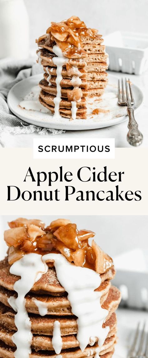 Donut Pancakes, Apple Cider Pancakes, Fall Recipes Breakfast, Apple Picking Season, Pancakes Pancakes, Flavored Pancakes, Broma Bakery, Apple Cider Recipe, Fall Brunch