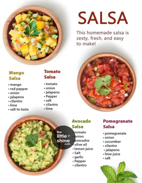 Dip For Nachos, Types Of Salsa, Blood Sugar Recipes, Different Sauces, Culinary Cooking, Homemade Cookbook, Homemade Sauce Recipes, Healthy Food Menu, Salsa Recipes