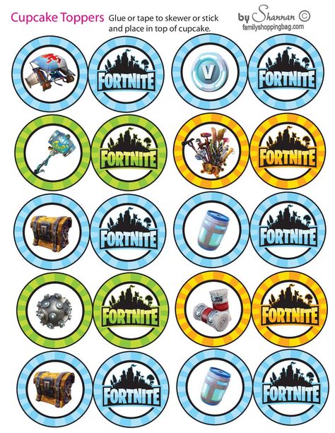 Fortnite Cupcake Toppers, Fortnite Cake, Cupcake Toppers Free, Cheap Party Decorations, Fortnite Party, Fortnite Birthday, Cake Pop Sticks, Bday Party Theme, Birthday Cake Topper Printable