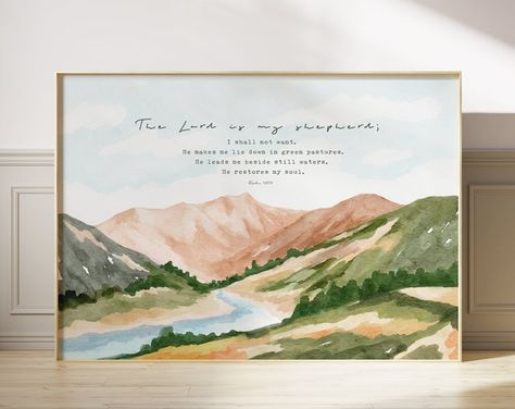 MadeSeen - Etsy Canada Beside Still Waters, Christian Art Print, Modern Christian Art, The Lord Is My Shepherd, Instagram Prints, White Tone, Psalm 23, Landscape Artwork, Inkjet Printing