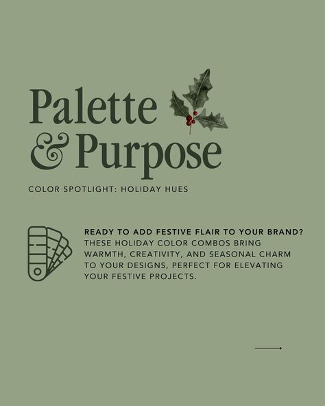 ✨ Palette & Purpose: Holiday Hues Edition ✨ The holiday season is here, and it's the perfect time to bring some festive magic to your designs! 🎄 Whether you're working on a seasonal campaign or sprucing up your branding, these holiday color combos will add warmth and cheer to any project. From classic reds and greens to elegant golds and vintage pinks, the possibilities are endless. Don't be afraid to mix and match these hues to create the perfect festive palette for your designs. Which co... Design Hack, Holiday Colors, Next Holiday, Canva Design, Don't Be Afraid, Brand Designer, Color Combo, Holiday Design, Be Afraid