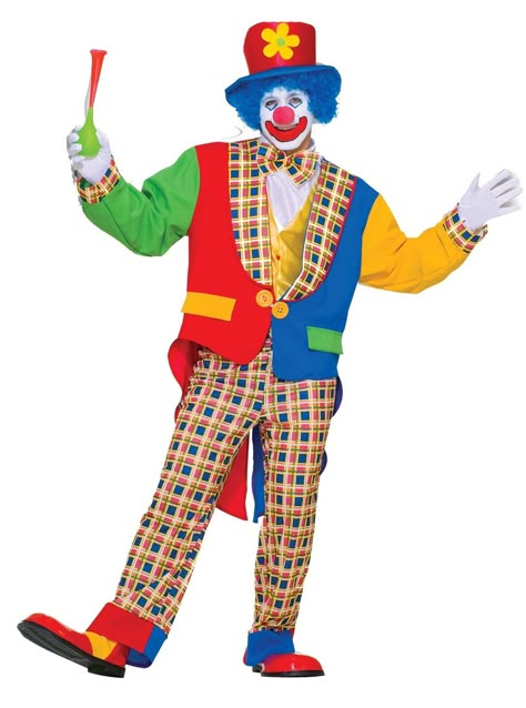 Circus Themed Costumes, Goofy Costume, Clown Suit, Clown Clothes, Clown Nose, Clown Shoes, Colorful Jacket, Circus Birthday Party, Send In The Clowns