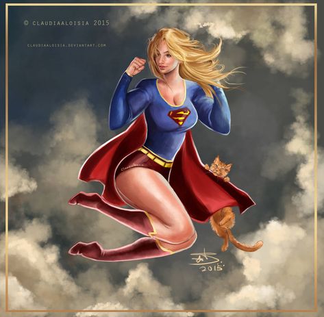 Supergirl Art, Supergirl Comic, Children's Comics, Dc Comic, Man Of Steel, Artist Gallery, Cat Face, Supergirl, Artist Art