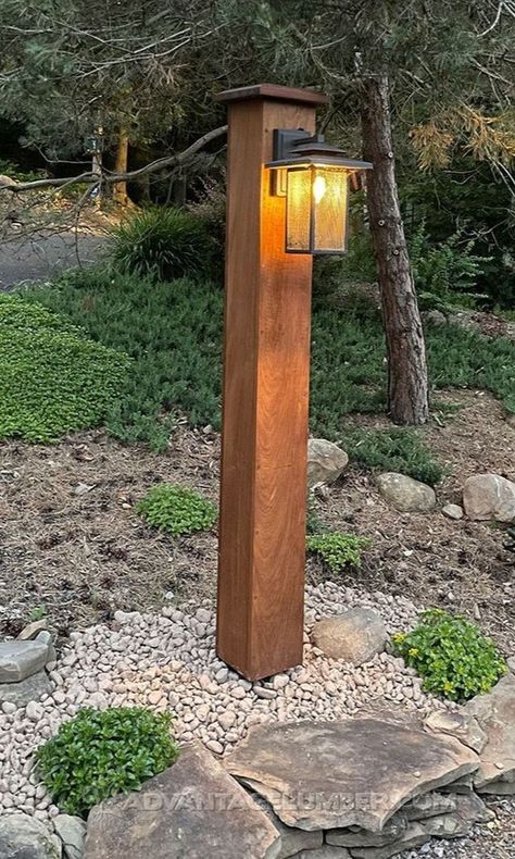 Outdoor Post Ideas, Modern Outdoor Lamp Post, Driveway Entrance Lights, Front Yard Light Post, Lamp Post Landscaping, Lamp Post Ideas, Diy Lamp Post, Anything But A Cup, Cup Party Ideas